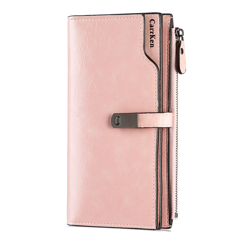 Γυναικείο πορτοφόλι από PU με τρεις πτυχώσεις και φερμουάρ, πολλές θήκες για κάρτες και θήκη για κινητό