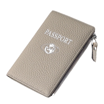 Patiesas ādas pases turētājs ar RFID aizsardzību un rāvējslēdzēja maku – ultra viegls, izturīgs, teļa ādas pirmās kārtas slānis