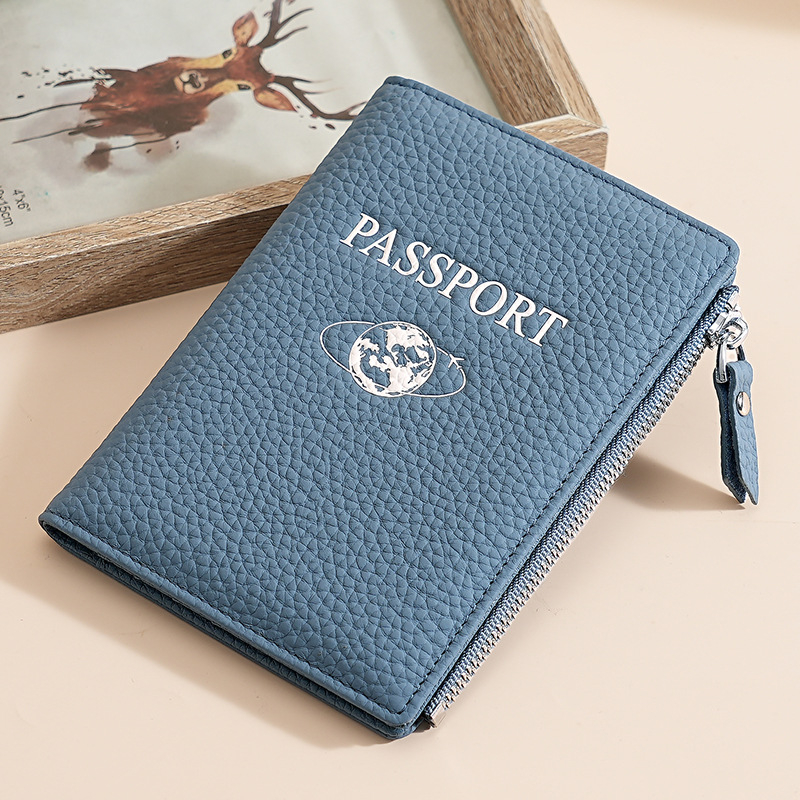 Patiesas ādas pases turētājs ar RFID aizsardzību un rāvējslēdzēja maku – ultra viegls, izturīgs, teļa ādas pirmās kārtas slānis