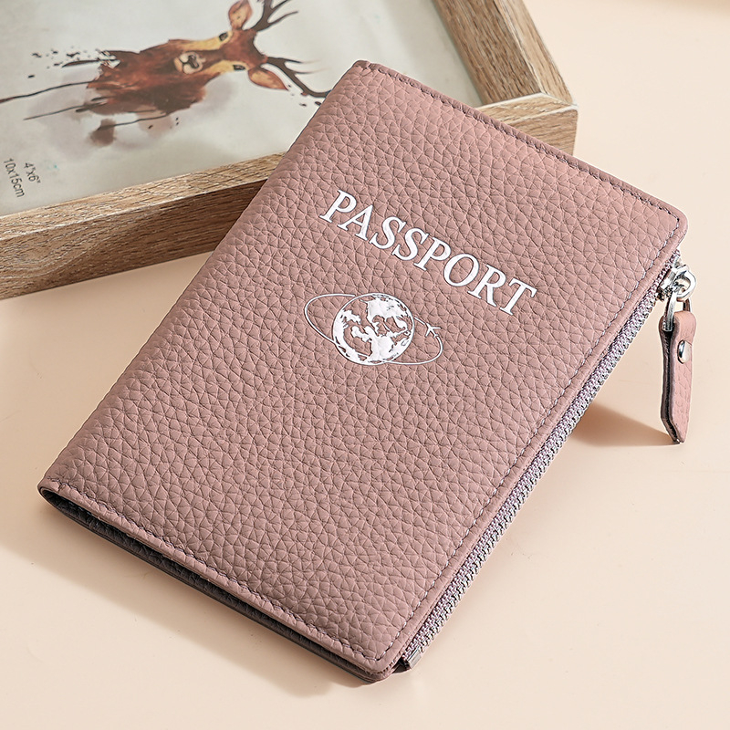 Patiesas ādas pases turētājs ar RFID aizsardzību un rāvējslēdzēja maku – ultra viegls, izturīgs, teļa ādas pirmās kārtas slānis