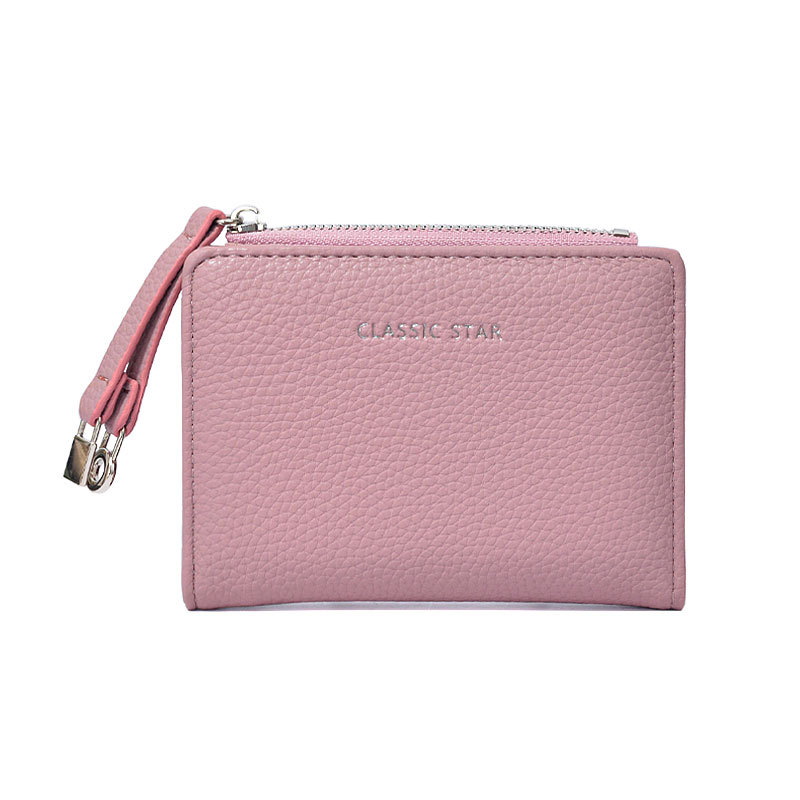 Portofel pentru femei, mini portofel pentru monede în stil street-trend, material PU, model solid, căptușeală din poliester, impermeabil