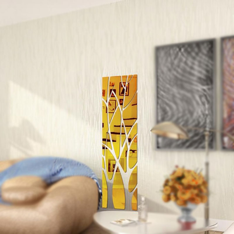 Akrilna 3D ogledna zidna naljepnica s granama drveta, set od 5 komada ili više, za dnevni boravak, blagovaonu, hodnik i pozadinu TV - moderni minimalistički dekor