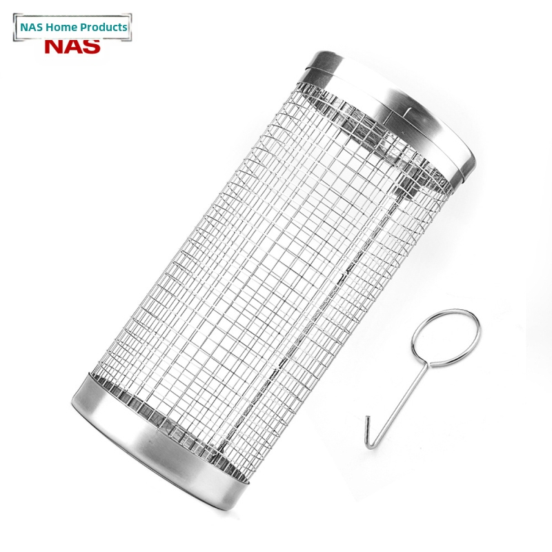 Roštilj košarica - nehrđajući čelik, okrugli oblik, mrežasta, prijenosna, odvojiva, višefunkcionalna