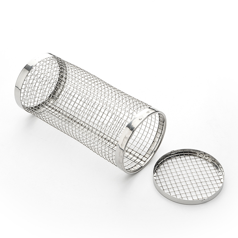 Roštilj košarica - nehrđajući čelik, okrugli oblik, mrežasta, prijenosna, odvojiva, višefunkcionalna