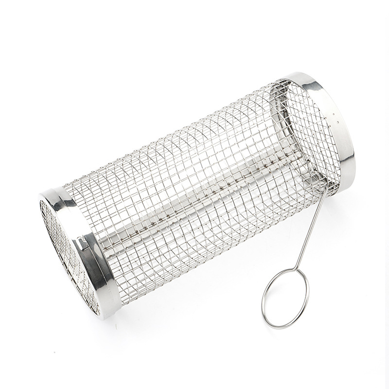 Roštilj košarica - nehrđajući čelik, okrugli oblik, mrežasta, prijenosna, odvojiva, višefunkcionalna