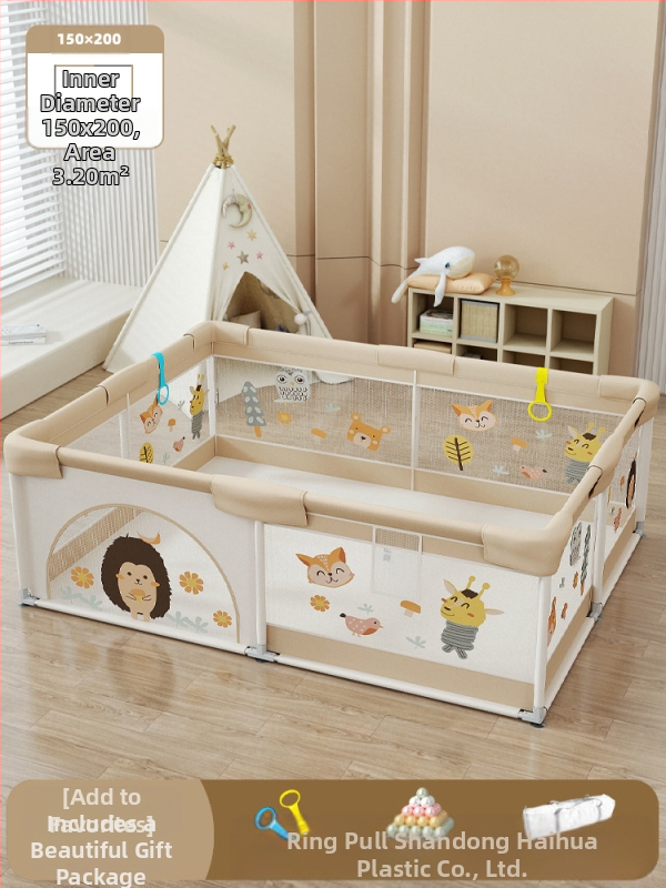 Παιδικός φράχτης ασφαλείας με ύφασμα και χαλάκι για κίνηση – προστασία από χτυπήματα και πτώσεις, μάρκα Qiaole bear, για ηλικίες 0–2 ετών, εσωτερική χρήση