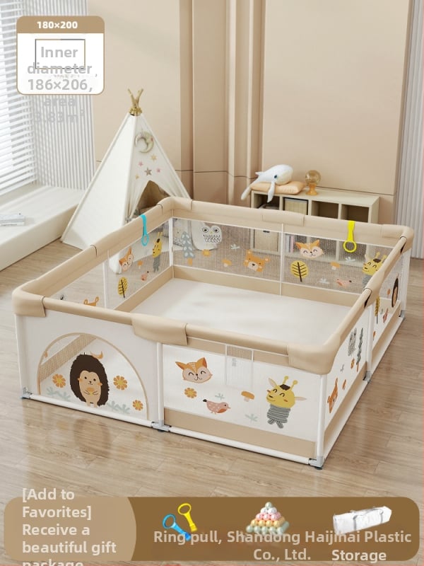 Παιδικός φράχτης ασφαλείας με ύφασμα και χαλάκι για κίνηση – προστασία από χτυπήματα και πτώσεις, μάρκα Qiaole bear, για ηλικίες 0–2 ετών, εσωτερική χρήση