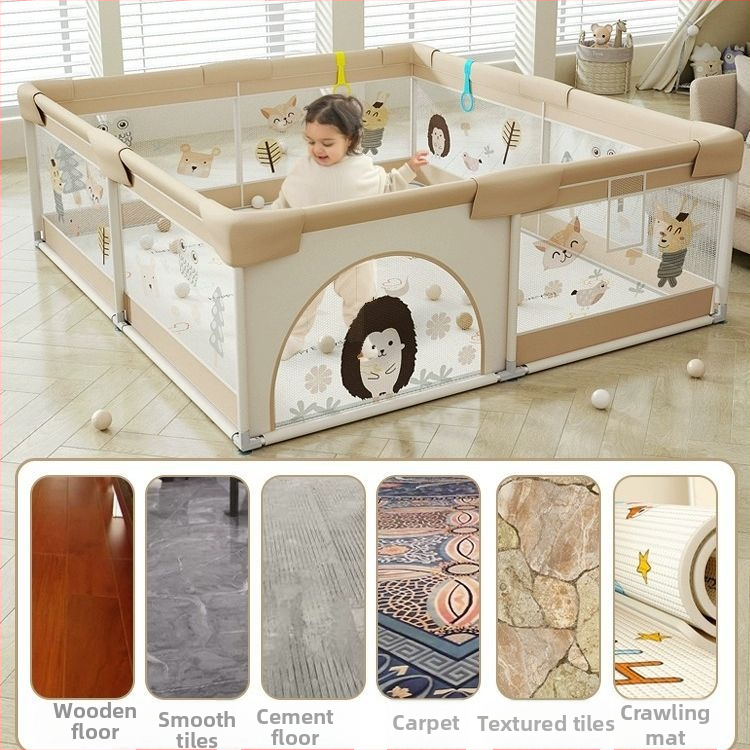 Бебешка безопасна ограда с платнена подложка за пълзене – защита от удари и падания, марка Qiaole bear, за деца 0–2 години, вътрешно използване