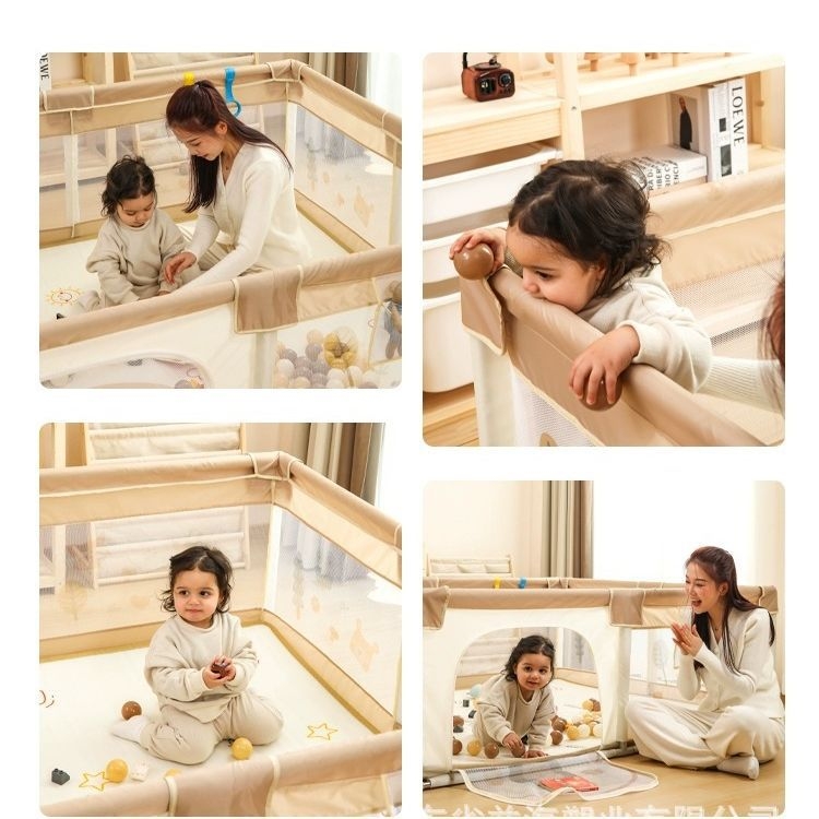 Παιδικός φράχτης ασφαλείας με ύφασμα και χαλάκι για κίνηση – προστασία από χτυπήματα και πτώσεις, μάρκα Qiaole bear, για ηλικίες 0–2 ετών, εσωτερική χρήση