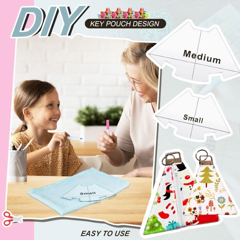 Διαφανές ακρυλικό πρότυπο για χριστουγεννιάτικο δέντρο και θήκη κλειδιών για ράψιμο — γεωμετρικό σχήμα, μοντέρνο μινιμαλιστικό στυλ