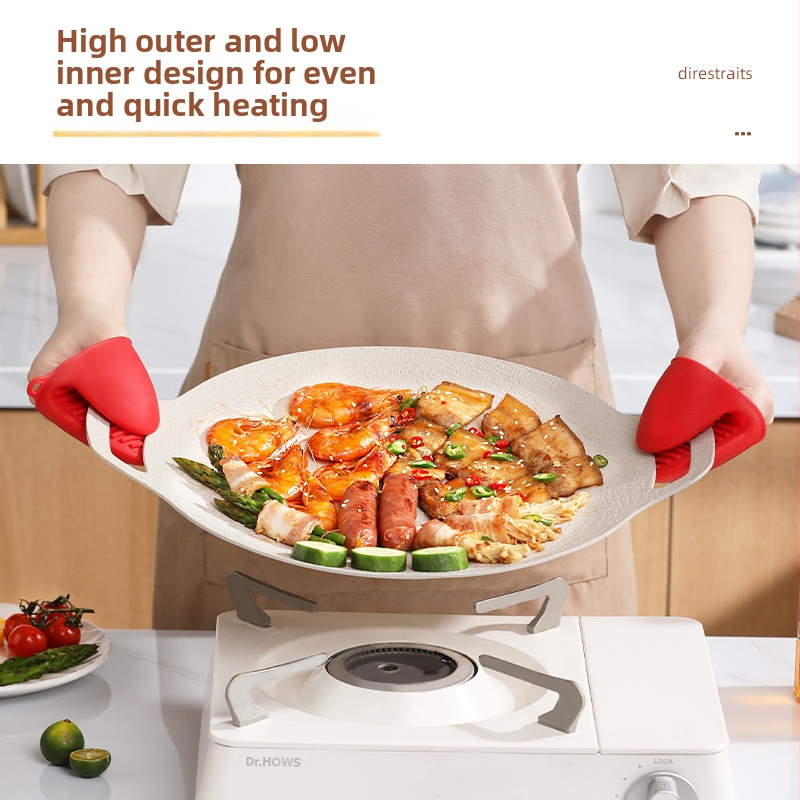 Портативна бездимна скара от алуминиева сплав, кръгла, 1 кг, полирана и щампована, многофункционална, лесна за почистване.