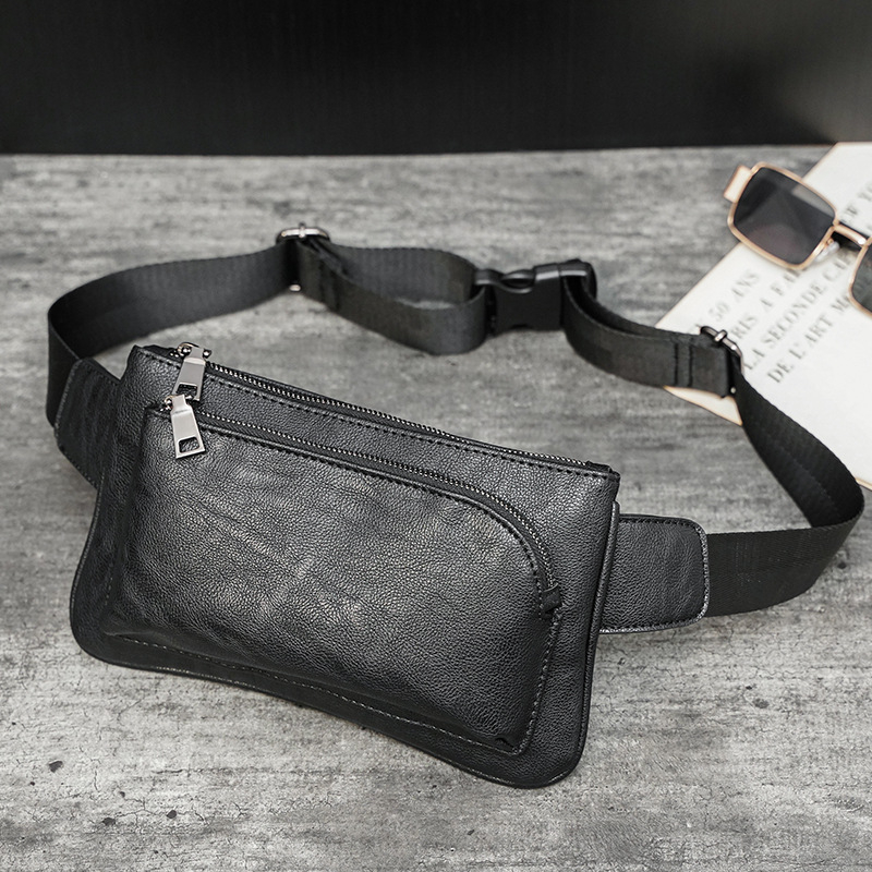 Vīriešu krūšu/jostas crossbody soma | PU āda, ūdensizturīga, ielu stils, vienkrāsains dizains