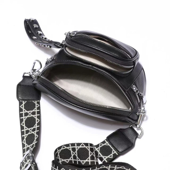 PU τσαντάκι μέσης με πολλαπλά διαμερίσματα, φερμουάρ, πολυεστερική επένδυση, μονή ιμάντας