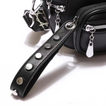 PU τσαντάκι μέσης με πολλαπλά διαμερίσματα, φερμουάρ, πολυεστερική επένδυση, μονή ιμάντας