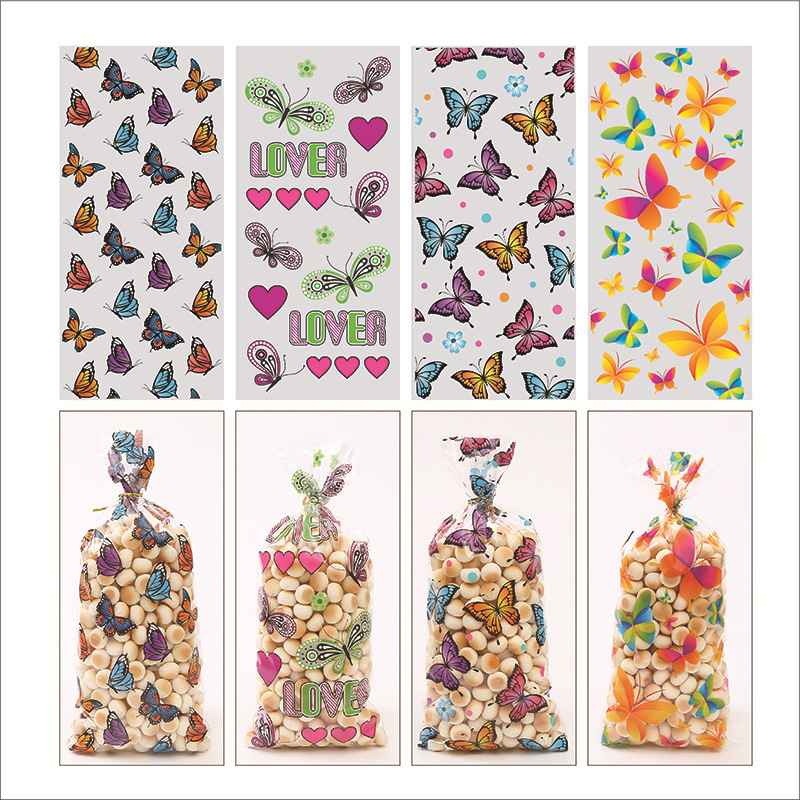 Опаковъчна торбичка за бонбони с животински карикатурни мотиви, прозрачна OPP плоска торбичка, флексографски печат, персонализируема, модел 001, опаковка за закуски