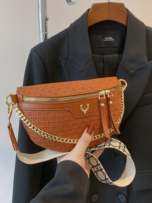 Jostas un krūšu soma, ielu stila PU āda, 2024. gada vasara, rāvējslēdzējs atvēršanai, iekšējā kabata ar rāvējslēdzēju, brīvā laika ceļojumiem.