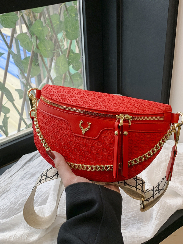 Jostas un krūšu soma, ielu stila PU āda, 2024. gada vasara, rāvējslēdzējs atvēršanai, iekšējā kabata ar rāvējslēdzēju, brīvā laika ceļojumiem.