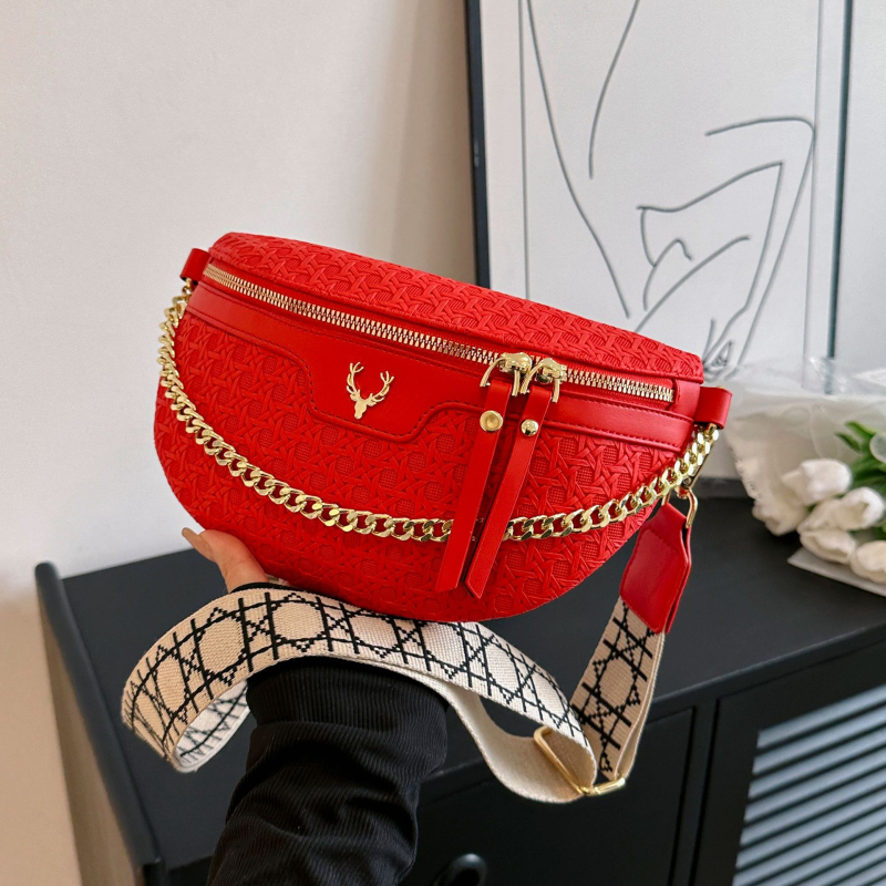 Jostas un krūšu soma, ielu stila PU āda, 2024. gada vasara, rāvējslēdzējs atvēršanai, iekšējā kabata ar rāvējslēdzēju, brīvā laika ceļojumiem.