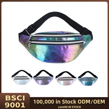 Sieviešu jostas soma ar Oxford audumu, lāzera efekts, rāvējslēdzējs, iekšējā slota ar rāvējslēdzēju, poliestera odere, ikdienas lietošanai, pavasaris 2024