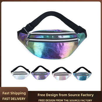 Sieviešu jostas soma ar Oxford audumu, lāzera efekts, rāvējslēdzējs, iekšējā slota ar rāvējslēdzēju, poliestera odere, ikdienas lietošanai, pavasaris 2024