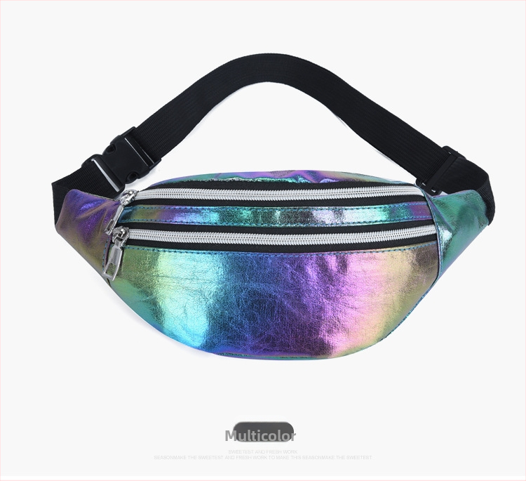 Sieviešu jostas soma ar Oxford audumu, lāzera efekts, rāvējslēdzējs, iekšējā slota ar rāvējslēdzēju, poliestera odere, ikdienas lietošanai, pavasaris 2024