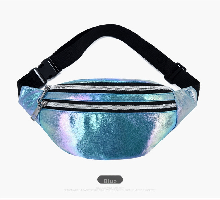 Sieviešu jostas soma ar Oxford audumu, lāzera efekts, rāvējslēdzējs, iekšējā slota ar rāvējslēdzēju, poliestera odere, ikdienas lietošanai, pavasaris 2024