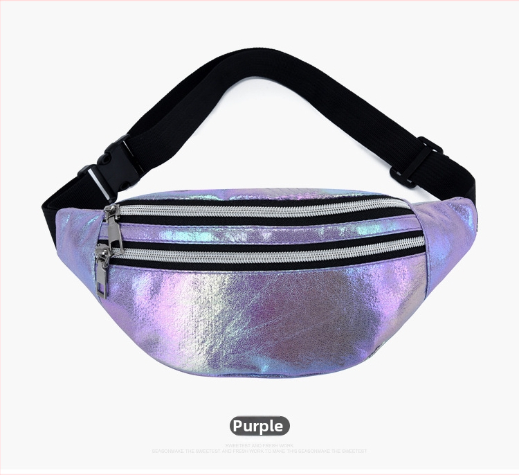 Sieviešu jostas soma ar Oxford audumu, lāzera efekts, rāvējslēdzējs, iekšējā slota ar rāvējslēdzēju, poliestera odere, ikdienas lietošanai, pavasaris 2024