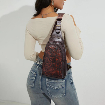 PU sievietes pleca soma boho stilā ar rāvējslēdzēja atvērumu, poliestera odere, iekšējā kabatā ar rāvējslēdzēju un telefona kabatiņa, vasara 2024