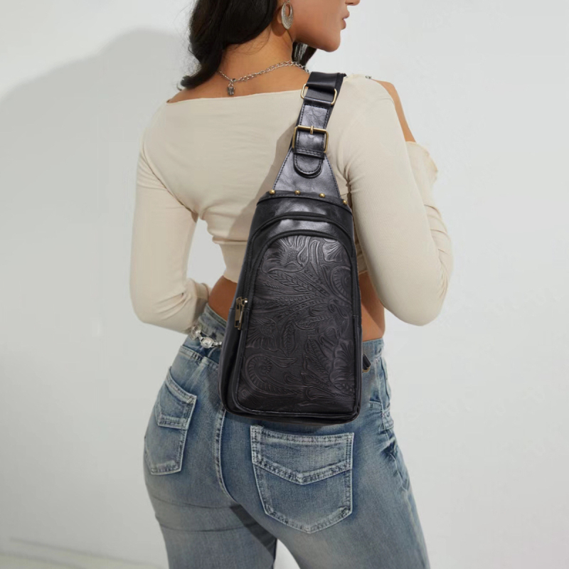 PU sievietes pleca soma boho stilā ar rāvējslēdzēja atvērumu, poliestera odere, iekšējā kabatā ar rāvējslēdzēju un telefona kabatiņa, vasara 2024