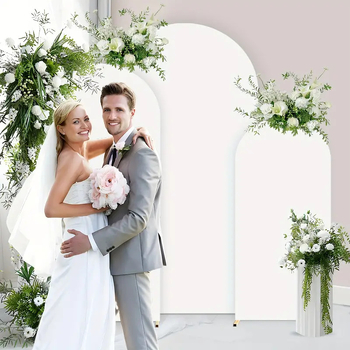Xin Wanfa Заден фон за сватбена арка, полукръгъл комплект, полиестерна тъкан, персонализиране налично, без лого