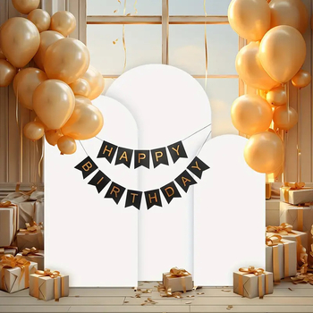 Xin Wanfa Заден фон за сватбена арка, полукръгъл комплект, полиестерна тъкан, персонализиране налично, без лого