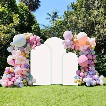 Xin Wanfa Заден фон за сватбена арка, полукръгъл комплект, полиестерна тъкан, персонализиране налично, без лого