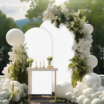 Xin Wanfa Заден фон за сватбена арка, полукръгъл комплект, полиестерна тъкан, персонализиране налично, без лого