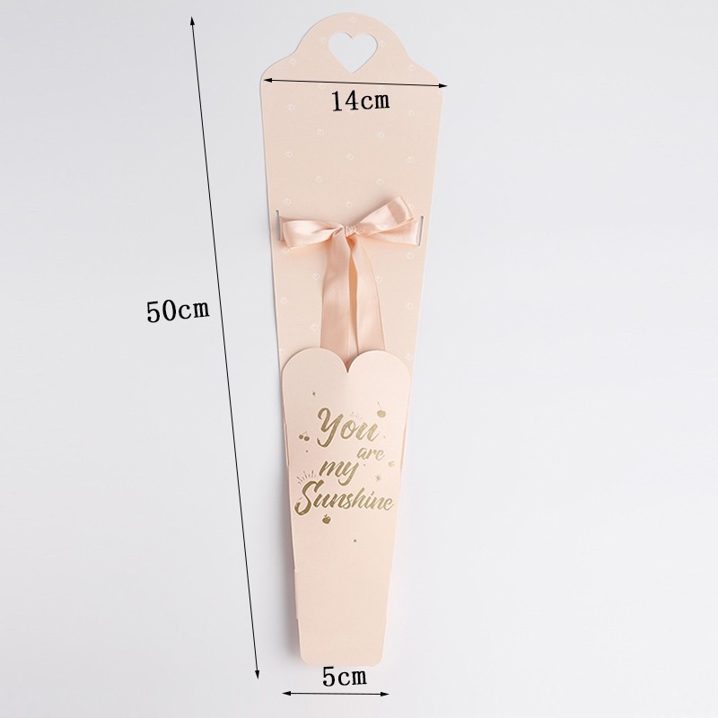 Wei Yi крафт хартия, сърцевидна кутия за единично цвете с златно фолиране – преносима кутия за букети