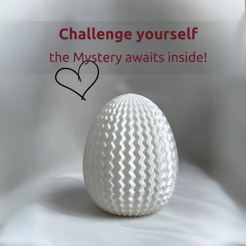 3D печатана лабиринтна яйцевидна играчка с пъзел и място за съхранение — PLA материал