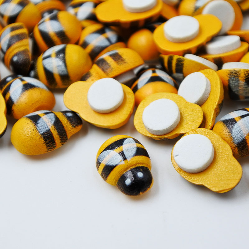 Дървена карикатурна пчела, 3D лепяща DIY миниатюрна фигура за деца