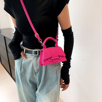 Τσάντα Crossbody από Corduroy της Ciran - Στυλ Mix and Match, Μικρού τετράγωνου σχήματος, Μαγνητικό κλείσιμο