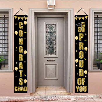 MOREFUN Декорация за врата с двоен надпис за завършване – парти оформление за завършване, аксесоар за оформление на зала, (Материал: Друг; IP: Няма; Опаковка: Opp Bag)