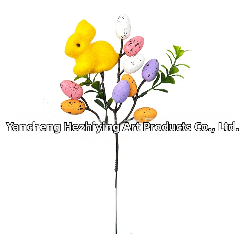 Великденско зайче на клон от пяна – декор за вграждане, прост стил, за сценично оформление