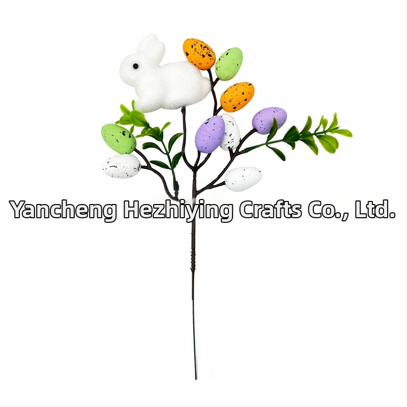 Великденско зайче на клон от пяна – декор за вграждане, прост стил, за сценично оформление
