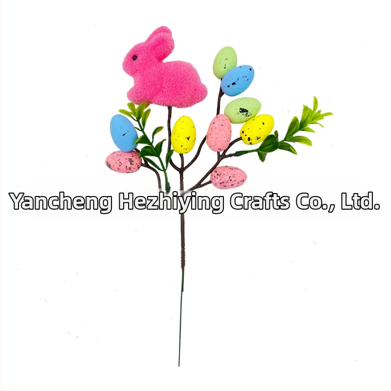 Великденско зайче на клон от пяна – декор за вграждане, прост стил, за сценично оформление
