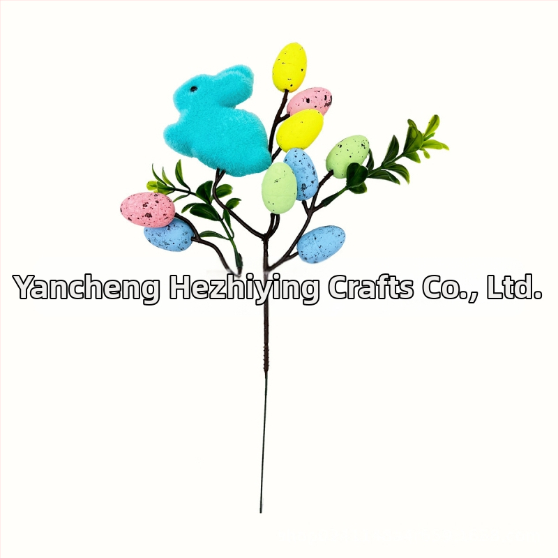 Великденско зайче на клон от пяна – декор за вграждане, прост стил, за сценично оформление