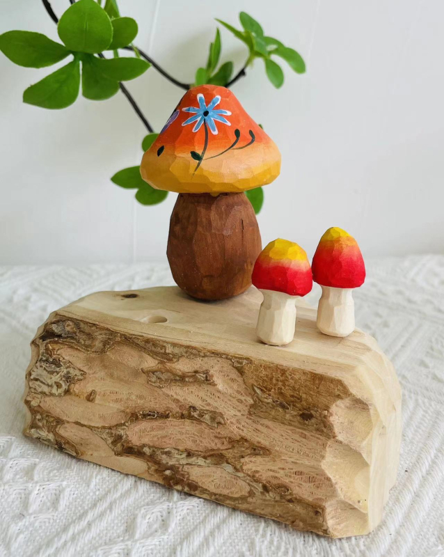 Ξύλινο πουλί για διακόσμηση γραφείου, χειροποίητο από μασίβ ξύλο, ζωϊκή φιγούρα