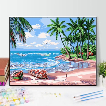 DIY цифрова маслена живопис — летен плажен мотив, без рамка, персонализирана, подходяща за всекидневна и спалня, модерен минимализъм