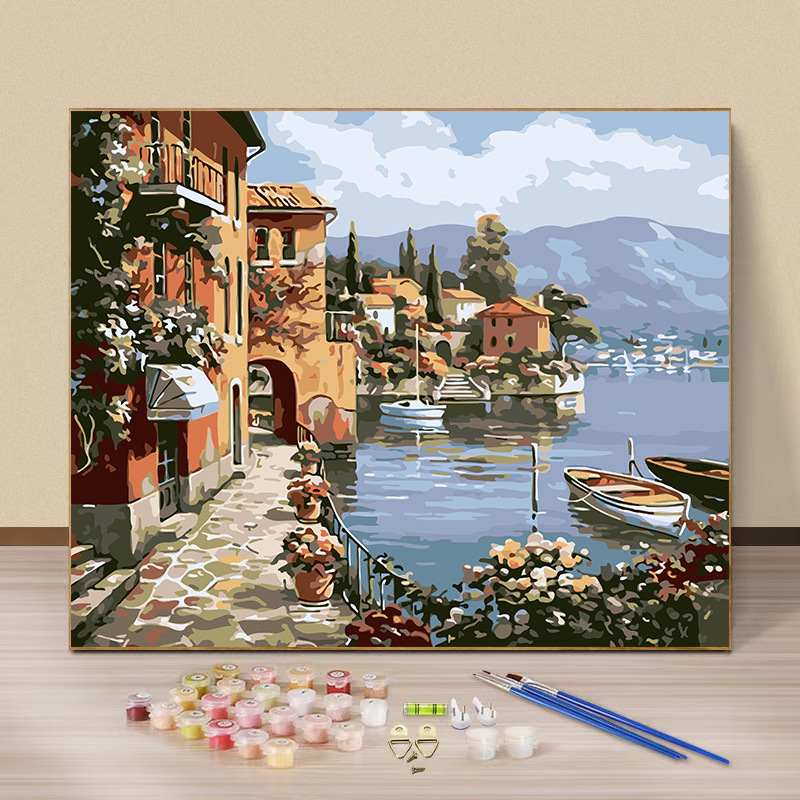 DIY цифрова маслена живопис — летен плажен мотив, без рамка, персонализирана, подходяща за всекидневна и спалня, модерен минимализъм