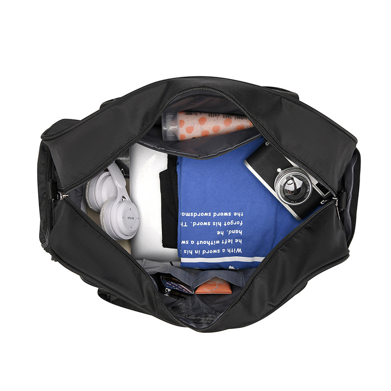 Geantă de fitness cu separare umed/uscată și compartiment separat pentru pantofi, capacitate 20–35 L, material Oxford, respirabil, căptușeală din poliester, stil urban simplu