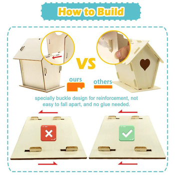 Букова къщичка за птици – висящ декоративен елемент за домашно обзавеждане, ръчно рисувана дървена декорация в модерен минималистичен стил