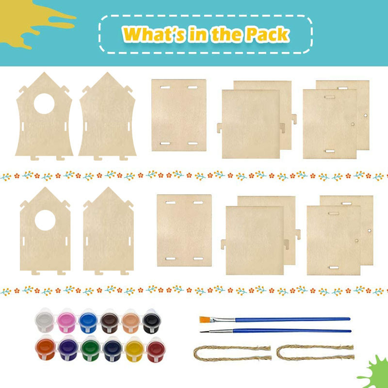 Букова къщичка за птици – висящ декоративен елемент за домашно обзавеждане, ръчно рисувана дървена декорация в модерен минималистичен стил