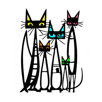 Железен стенен декор за окачване – сладка рисувана котка, метал, марка Lide, стил модерен минимализъм