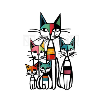 Железен стенен декор за окачване – сладка рисувана котка, метал, марка Lide, стил модерен минимализъм